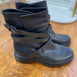 Gianvito Rossi Black Leather Moto Boots
